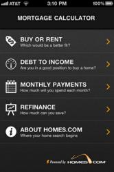 The Homes.com Mortgage Calculator app for Apple iPhone